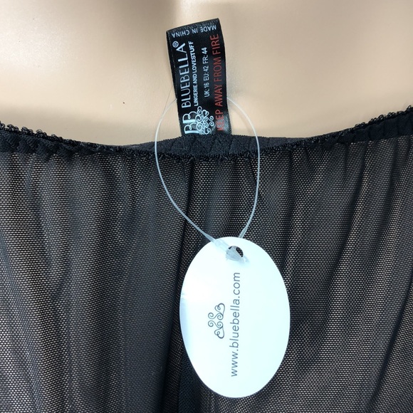 BLUEBELLA Black Silky Satin W/ Lace Trim & Mesh See Thru Back Brief Panties XL - Picture 13 of 16